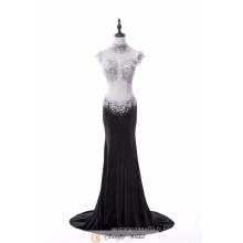 Robe de soirée de luxe Big Diamond See Through Mermaid Black Evening Dresses